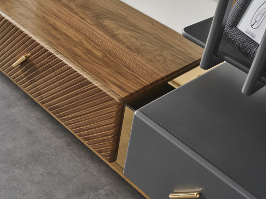 Set wall unit TV stand RTV lowboard sideboard shelves wood brown