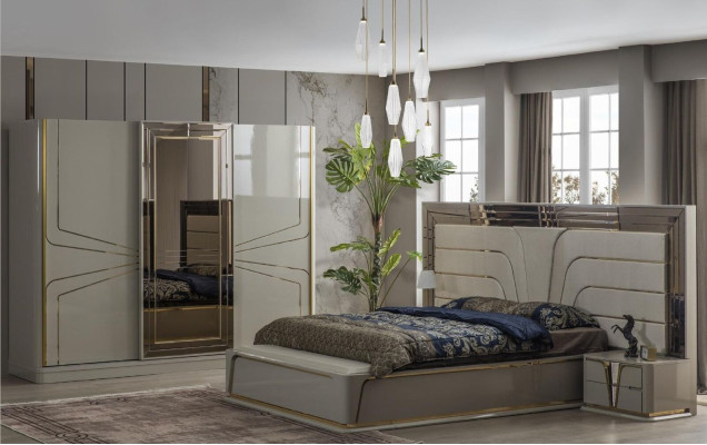 Luxus Kleiderschrank Holzschrank Schrank Schlafzimmer Schränke Beige