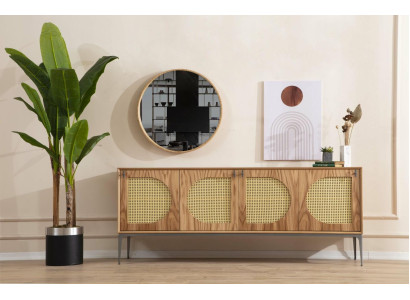 Sideboard mit Spiegel Anrichte Sideboards Holz Schrank Möbel Braun Neu