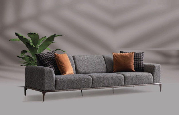 Sofa 4 Sitzer Farbe Grau Wohnzimmer Design Stil Möbel Moderne neu