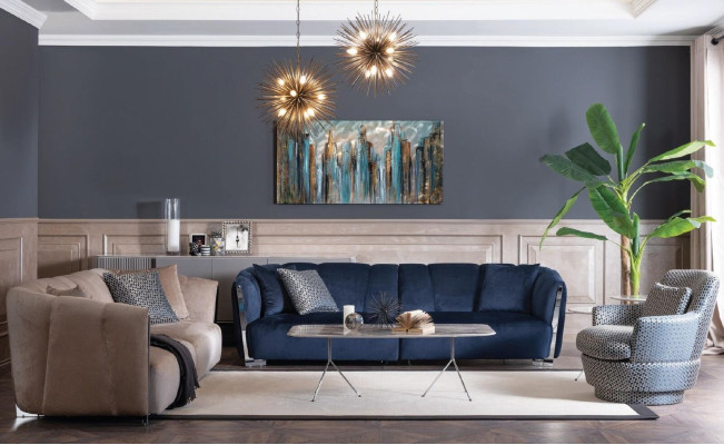 Luxus Sessel Design Möbel Holz mit Textil Einsitzer Couch Lounge Club