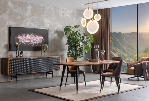 Gruppe Essganitur Esstisch 4x Stühlen Anrichte Möbel Es Esszimmer