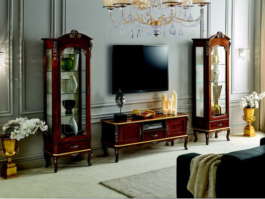 Wohnzimmer Wand Schrank Vitrine rtv sideboard echtes holz schränke italien möbel