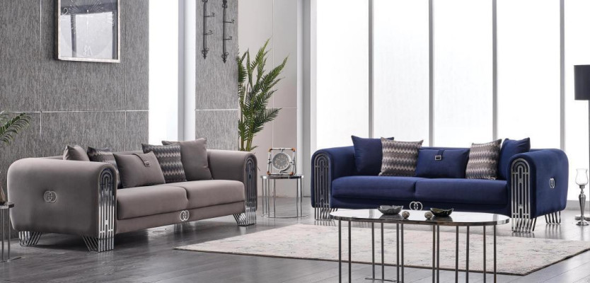 Sofagarnitur 331 Sitzer Luxus Stoff Set 3 tlg Polstersofa Textil Möbel