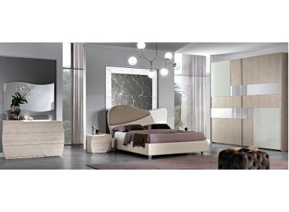 Set 6tlg Schlafzimmer Bett Nachttisch Kommode Spiegel Kleiderschrank Garnitur