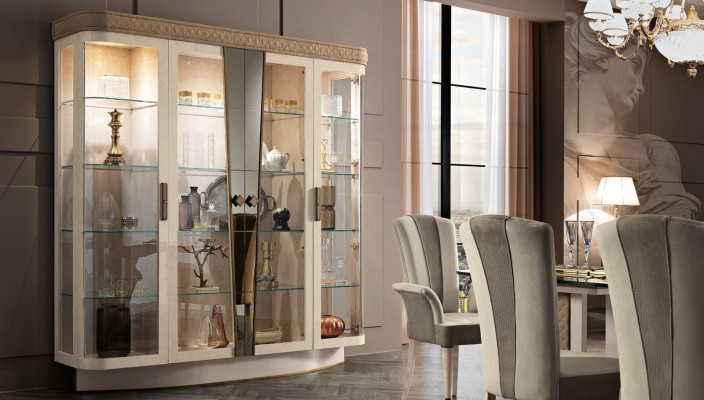 Vitrinen Wohnzimmer Schränke Anrichte Schrank Klassische Vitrine Regal Glas Neu