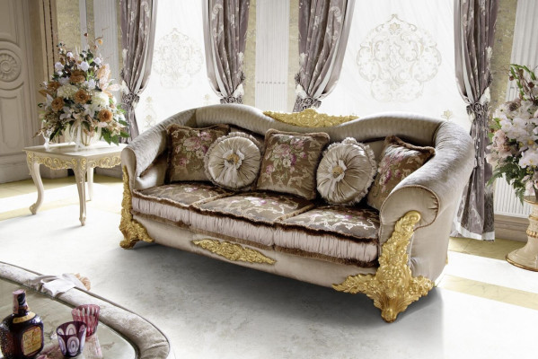 Möbel Textilsofa Barock 3 Sitz Klassischer Dreisitzer Sofa Couch Polster