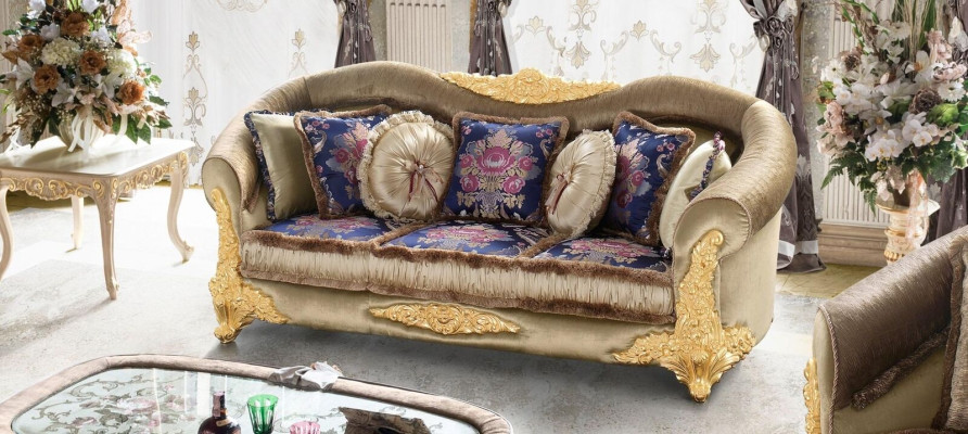 Möbel Textilsofa Barock 3 Sitz Klassischer Dreisitzer Sofa Couch Polster