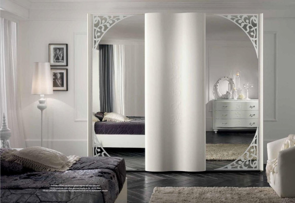 Kleiderschrank Schrank Spiegel Holz Möbel Schränke Garderobe Holz Italien Neu