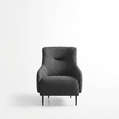 Sessel Ohrensessel Modern Stoff Wohnzimmer Polyester Grau Design Sitz Neu