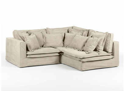 Beiges Ecksofa mit Kissen weiches gemütliches Sofa Wohnzimmermöbel