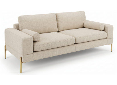 Beiges stilvolles 3-Sitzer-Sofa Stoffsofa mit hohen Metallbeinen Hochwertige