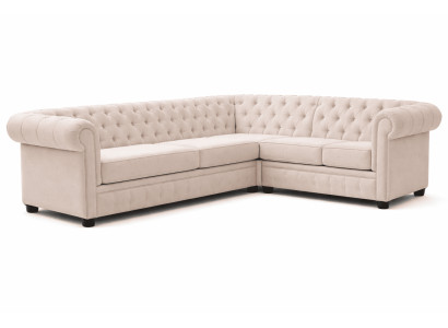 Beiges klassisches Ecksofa Chesterfield Gestepptes Polstersofa Sofas
