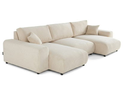 Hellbeiges U-förmiges Ecksofa Stoffsofa Hochwertige Sofas Wohnzimmermöbel