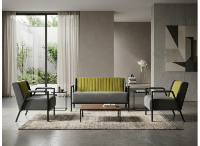 Sofa Sessel modern olivgrün grau elegant Stoff vielseitig