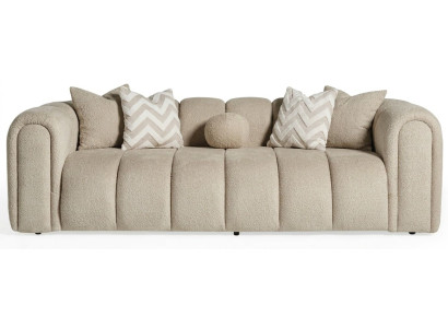 3-Sitzer Sofa Beige Stoffbezug Wohnzimmer Modern geräumig