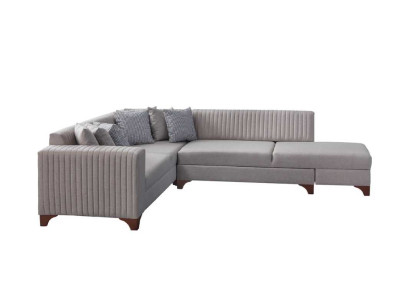 Design Ecksofa Grau Stoff L-Form Wohnzimmer Elegantes Sofa