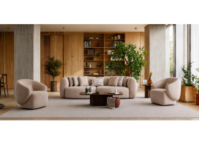 3-Sitzer Sofa Sessel Beige Wohnzimmer geräumig komfortabel modern