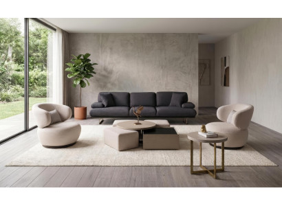 Sofa Set Sessel Couchtisch Hocker Beistelltisch Modern Edel