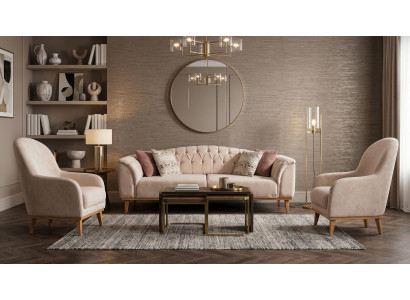 Beiges modernes Wohnzimmer-Set Sofas Sessel Polstersofas