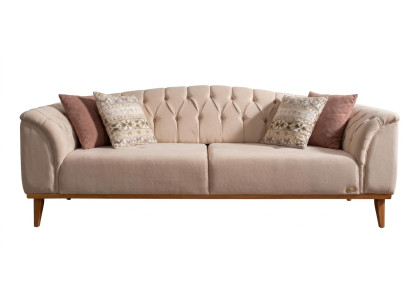 Beiges weiches 3-Sitzer-Sofa Stoffsofa Designer-Sofa moderner