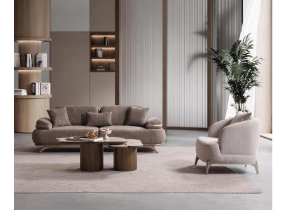 Sofa Set Sofa Sessel weich bequem schön modern grau
