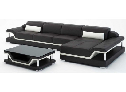 Designer Ecksofa Schwarz mit Chaiselongue und stilvoller Wohnzimmer Optik