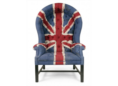 Sessel Komfort Union Jack Hochlehner British Vintage Distressed Shabby