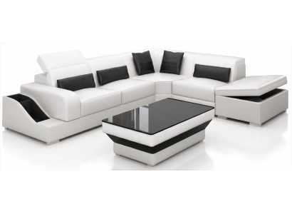 Designer Ecksofa Weiß mit Couchtisch und eleganter Komfortzone im Wohnzimmer
