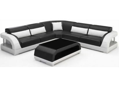 Designer Ecksofa Schwarz L Form Couchtisch Wohnzimmer Luxus Stil