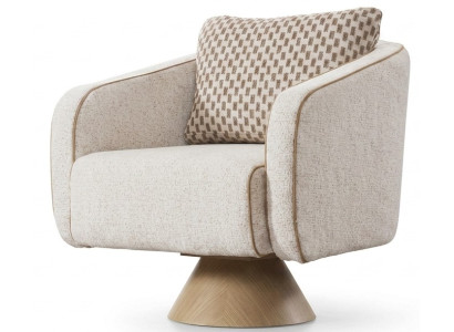 Design Drehsessel Beige Modern Boucle Stoff Sessel Polstersessel
