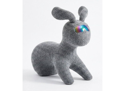 Kinder Lounge Sessel Fliegender Hase Grau Bouclé Design Futuristisch