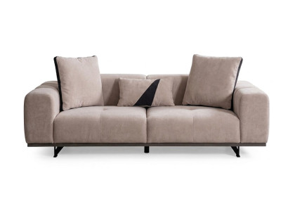 3-Sitzer Sofa Beige Textil Holz Modern Zeitgenössisch Gepolstert Einfarbig