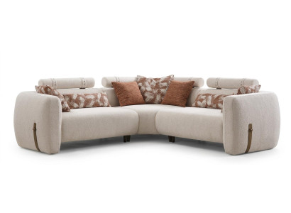 Ecksofa Modern Beige Kompakt Bequem Hochwertig Schlicht Unifarben