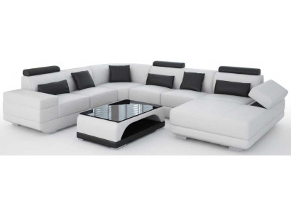 Weißes Ecksofa U Form Couchtisch Wohnzimmer Modern Luxus Möbelset
