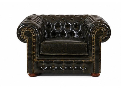Chesterfield Sessel Kunstleder Grün Vintage Design Elegant Stilvoll