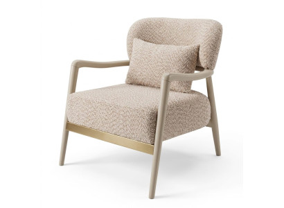 Beiger Stoffsessel Designer Wohnzimmer Relaxsessel Lesesessel