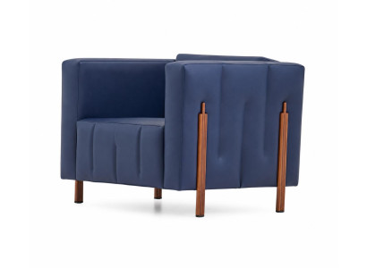 Sessel Kunstleder Blau Modern Komfortabel Elegant Wohnzimmer