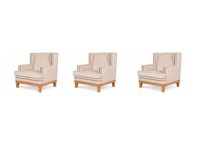 Sessel Stoffbezug Polsterung Holzbeine Wohnzimmer Sitzgruppe Sitzmöbel