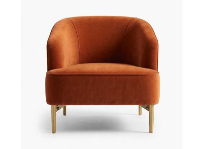 Stilvoller Sessel Orange Durchgehender Rückenlehne Armlehnen