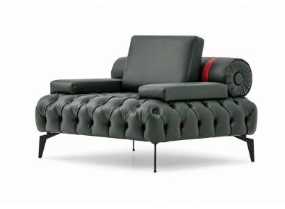 Sessel Kunstleder Schwarz Metallgestell Chesterfield Modern Elegant
