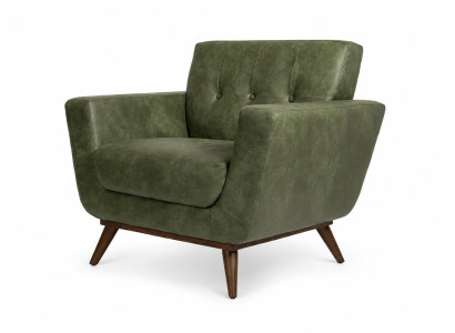 Sessel Kunstleder Grün Retro Wohnzimmer Polstersessel Modern Elegant