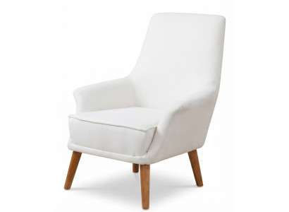 Komfortsessel Weiß Textil Modern Elegante Form Hohe Rückenlehne