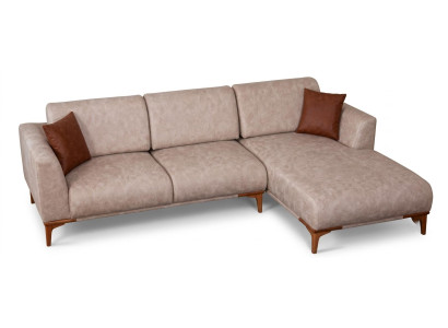 Ecksofa L Form Beige Kunstleder Modern Komfort Wohnlandschaft