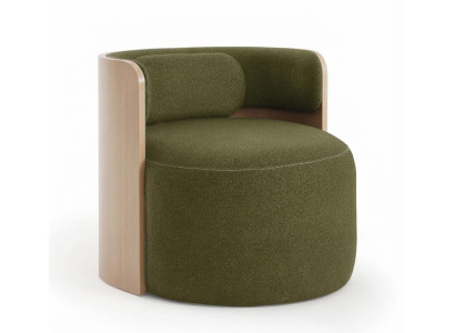 Loungesessel Grün Braun Holzrahmen Modern Polstersessel Elegant Stoff