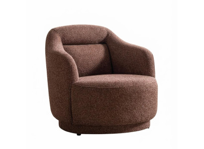 Braun Polstersessel Modern Rundes Design Holz Schwarz Wohnzimmer Stoff