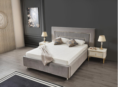 Bett Polsterbett Luxus Schlafzimmer Design Betten Textil Holz Bettgestell Neu