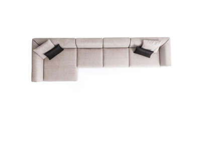 Beiges L-förmiges Ecksofa Wohnzimmer Couch Textil Desginer Moderne Möbel