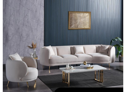 Wohnzimmer Sofagarnitur Modern Sessel Luxus Couch Set Sofa 4 Sitze Sessel