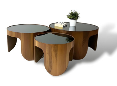 Wohnzimmertisch Couchtisch 3tlg Beistelltisch Kaffeetisch Braun Luxus Möbel